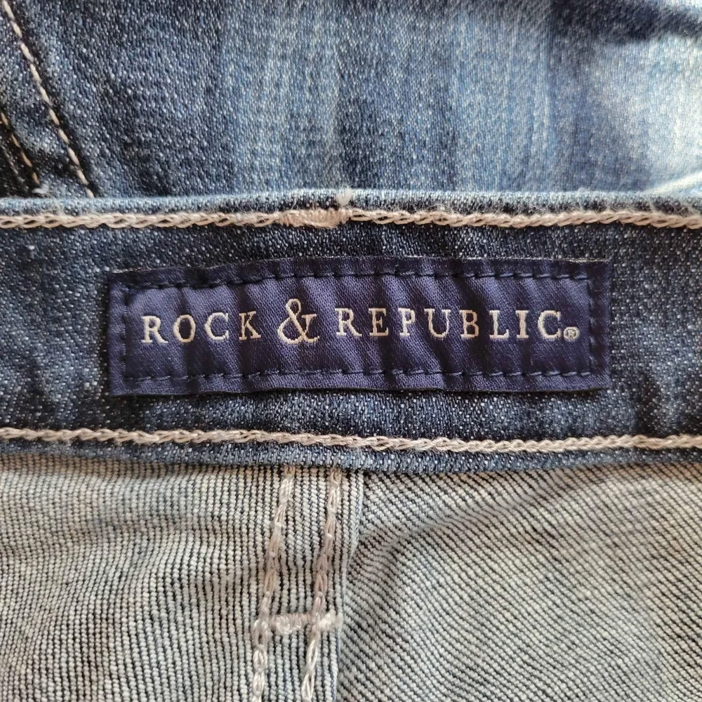 Rock & Republic Blue Jean Shorts with Distressed Hem‎